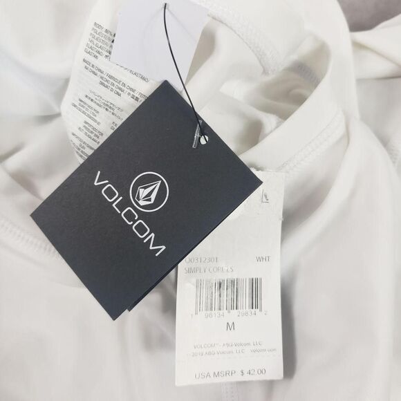 Volcom Shirt Womens Medium White Simply Core Long Sleeve Rash Guard UPF 50+ Swim - Picture 7 of 9